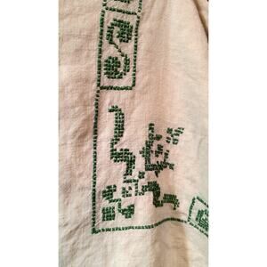 1141.  Vintage Rectangular Tablecloth Cross Stitched Border Center